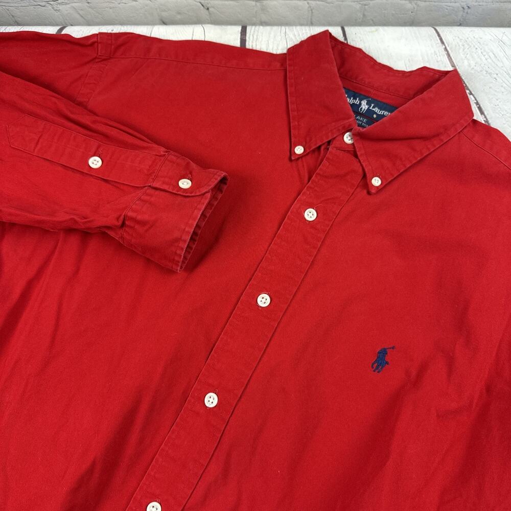 Polo Ralph Lauren Blake Shirt Mens Lg Red Button Down Long Sleeve Cotton Classic
